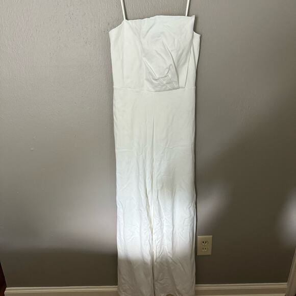 LULU'S Know Your Angle White Pleated Wide-Leg Jumpsuit Size Medium comfort - Picture 2 of 8